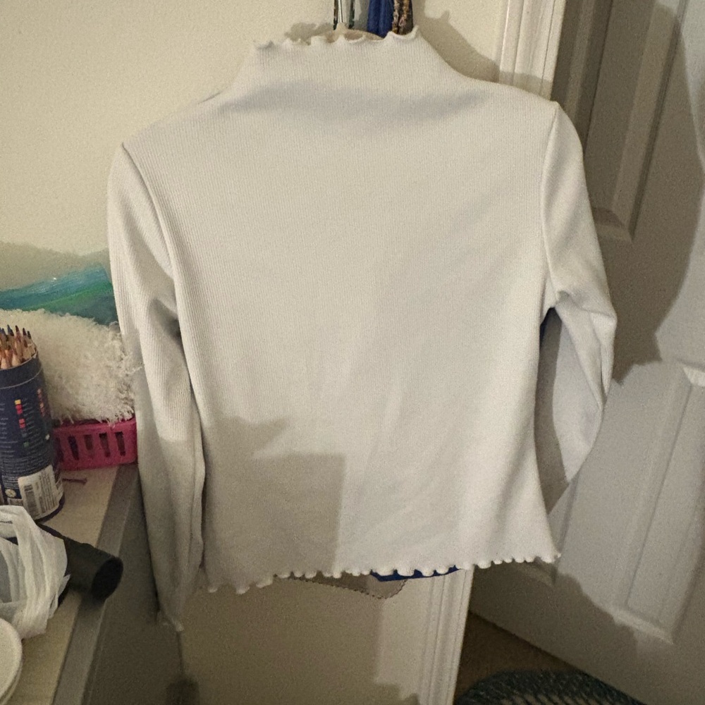 White Lettuce Edge Long Sleeve Top